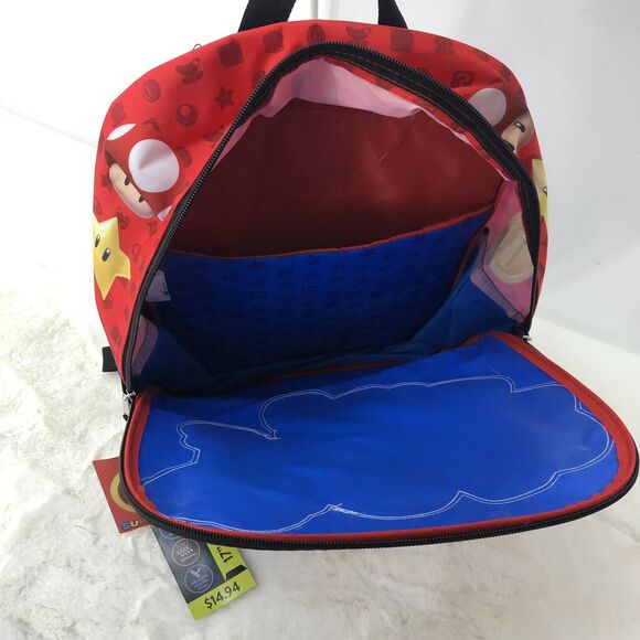 NEW Super Mario Bros Backpack 17” It's-a me Kids Nintendo Blue Red And Blue … - Picture 7 of 9
